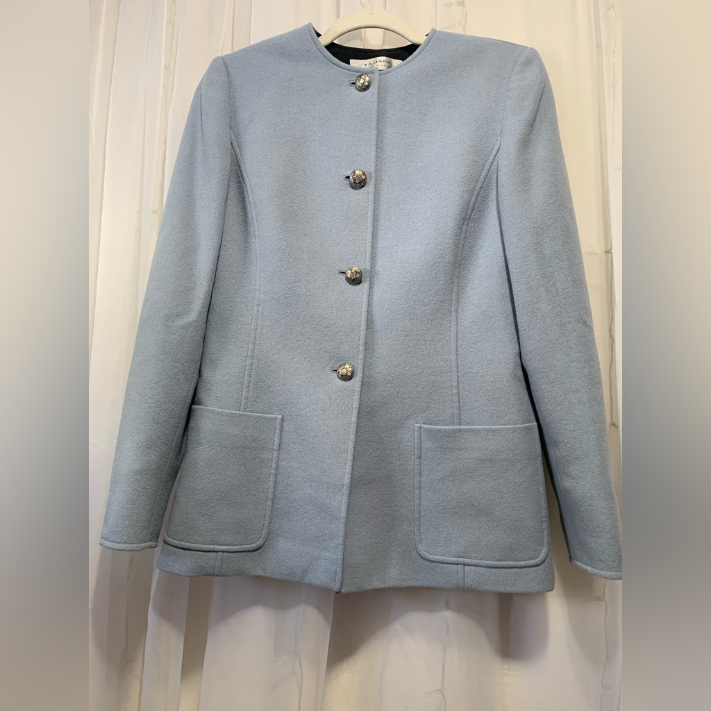 Tahari Powder Blue Wool Blazer Jacket
